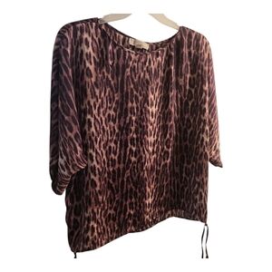 Michael Kors Animal Print 3/4 Sleeve Blouse - Size XL